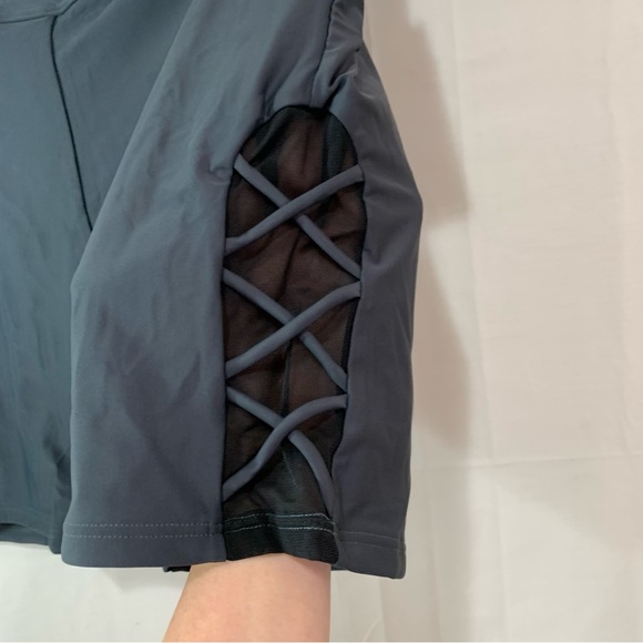 ATTRACO Women Plus Size Criss Cross Swimsuit Bottoms with Liner Shorts in Gray - Picture 3 of 8